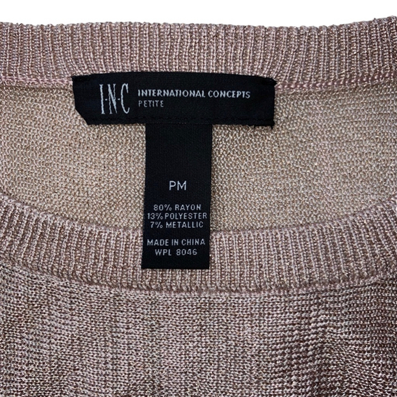 INC INTERNATIONAL CONCEPTS Pink Sweater Shirt Gold Metallic Women’s Petite M - Picture 11 of 12